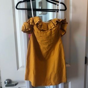 Yellow off the shoulder dress from Revolve